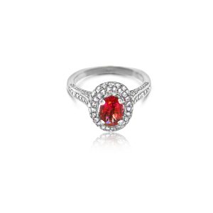 18ct White Gold Diamond & Ruby Ring