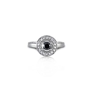 18ct White Gold Claw Set Black & White Diamond Ring