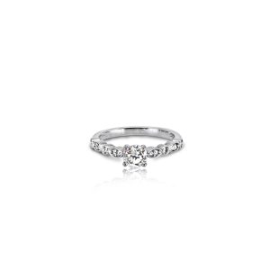 18ct White Gold Claw & Millgrain Set Diamond Ring