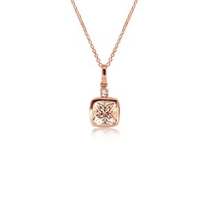 9ct Rose Gold Claw Set Peach Morganite Diamond Pendant