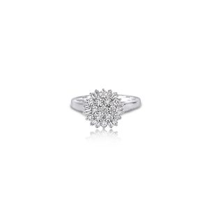 9ct White Gold Claw Set Flower Cluster Diamond Ring