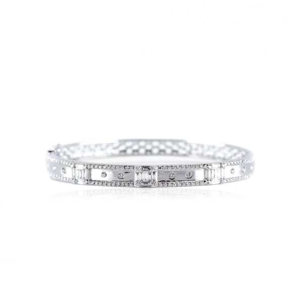 Bellagio_Selene_18ct White Gold Baguette & Round Diamond Bangle