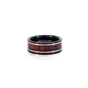 Tungsten Carbide Black & Rose Wooden Legend Band
