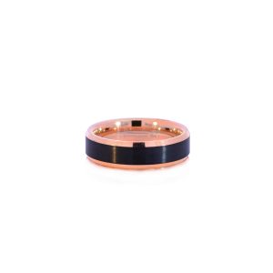 Tungsten Carbide Black Matt & Rose Beveled Edge Legend Band