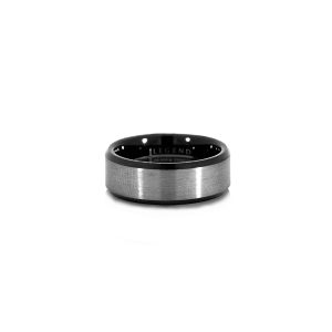 Tungsten Carbide Grey & Black Beveled Edge Legend Band