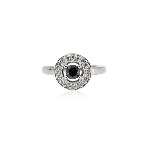 Bellagio_18ct White Gold Claw Set Black & White Diamond Ring