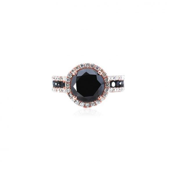 bellagio_rose gold_black diamond_halo_ring