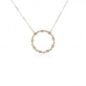 bellagio_yellow gold_diamond_circle pendant