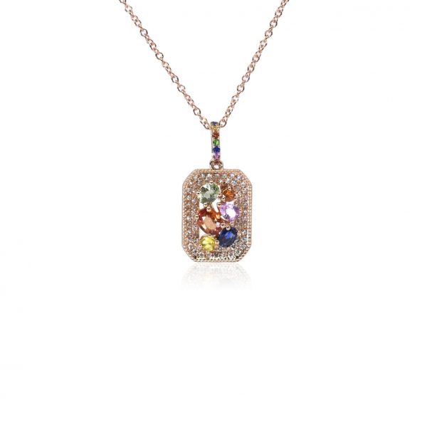 Bellagio_garden of eden_rose Gold_ gemstones pendant