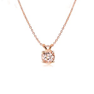 9ct Rose Gold Claw Set Round Morganite Pendant