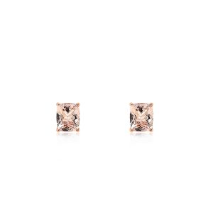 9ct Rose Gold Claw Set Cushion Morganite Solitaire Earrings