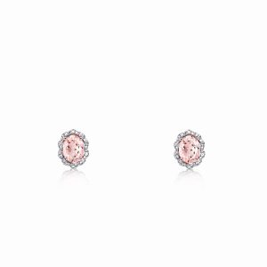 9ct Rose Gold Claw Set Morganite Diamond Earrings