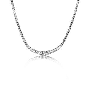 18ct White Gold Claw Set Graduated Full Tennis Necklace