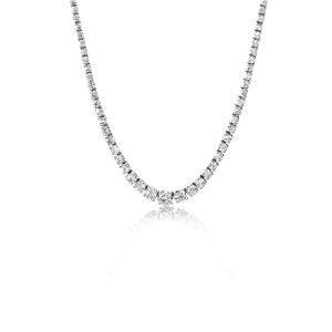 18ct White Gold Claw Set Diamond Graduated Tennis Necklace