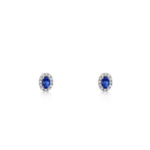 18ct White Gold Claw Set Sapphire And Diamond Earrings
