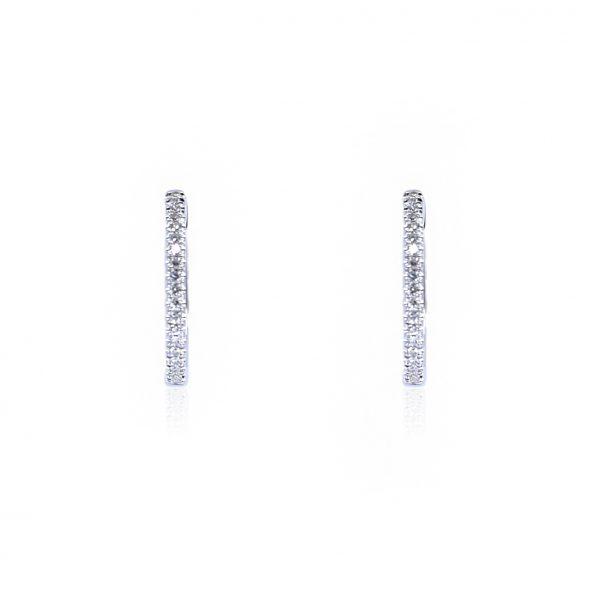 Bellagio_9ct White Gold Claw Set Diamond Small Hoop Earrings