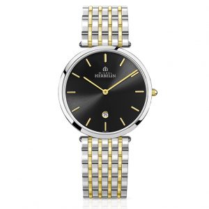 Herbelin Epsilon Black Dial Two Tone Watch