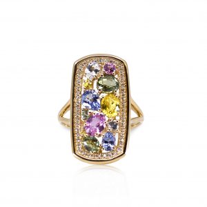 14ct Yellow Gold Fancy Sapphire And Diamond Ring
