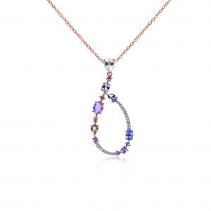 14ct Rose Gold Fancy Sapphire And Diamond Pendant