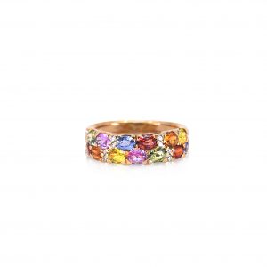 14ct Rose Gold Claw Set Fancy Sapphire & Diamond Dolce Vita Ring