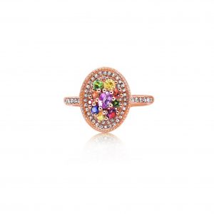 14ct Rose Gold Claw Set Fancy Sapphire & Diamond Dolce Vita Ring
