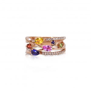 18ct Rose Gold Claw Set Fancy Sapphire & Diamond Dolce Vita Ring