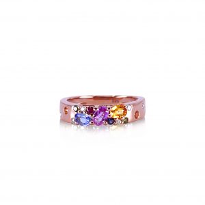 14ct Rose Gold Claw Set Fancy Sapphire And Diamond Ring