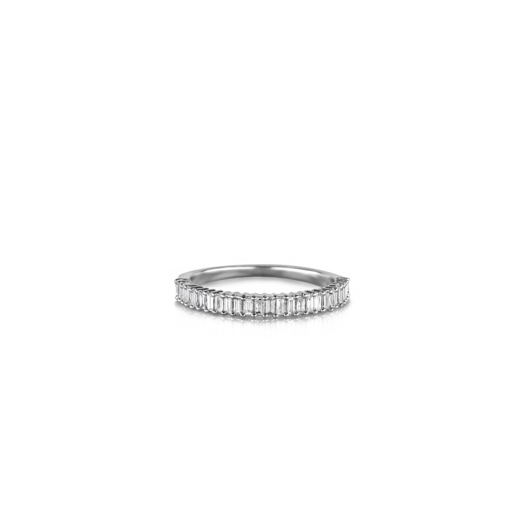 9ct White Gold Claw Set Half Eternity Baguette Diamond Band - Bellagio ...