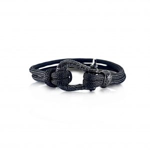 Black Paracord & Metal Lock Bracelet