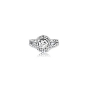 18ct White Gold Claw Set Diamond Double Halo Easy Diamond Ring
