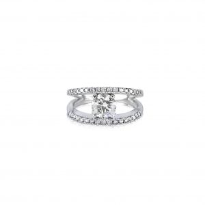 18ct White Gold Claw Set Split Band Diamond Ring