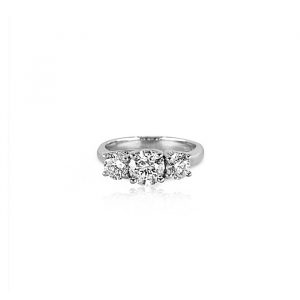 18ct White Gold Claw Set Diamond Diamond Trilogy Ring