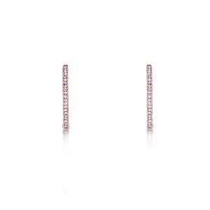 9ct Rose Gold Claw Set Diamond Medium Hoop Earrings