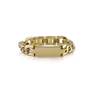 A.R.Z Stainless Steel Gold Large Id Bracelet