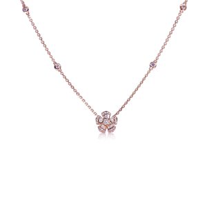 18ct Rose Gold Claw Set Fleur Diamond Necklace