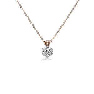 18ct White & Rose Gold Claw Set Diamond Eternal Flame Solitaire Pendant