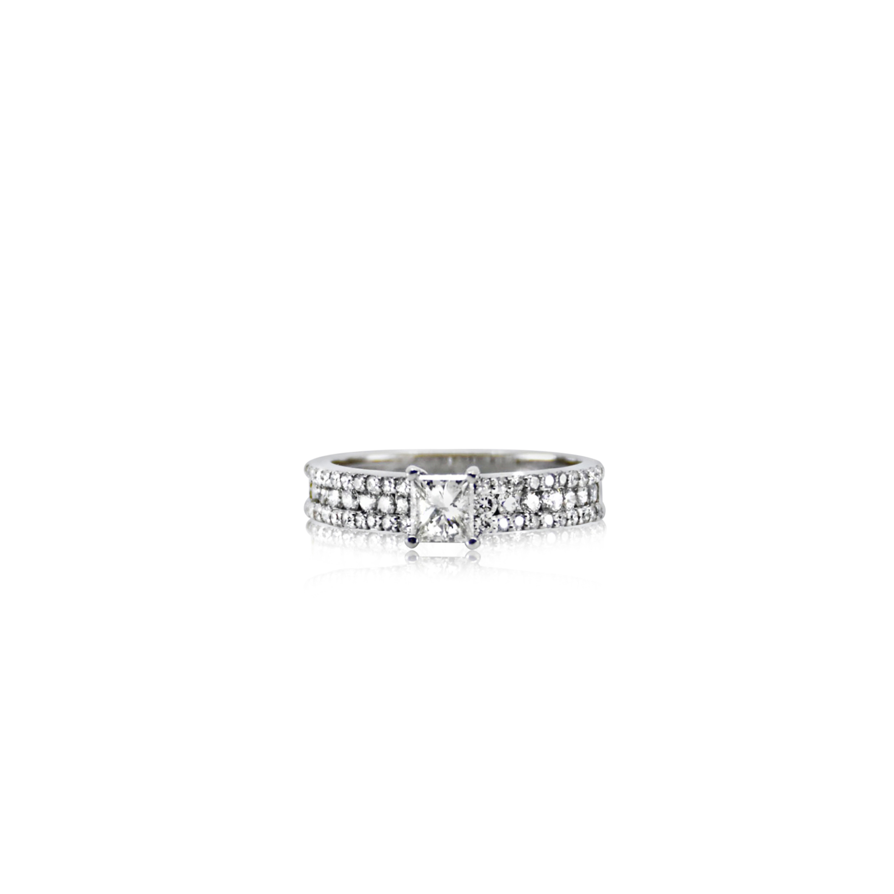 14K White Gold Diamond Engagement Ring - Attos Antique & Estate Jewelry