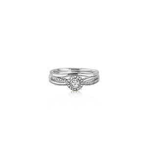 9ct White Gold Claw Set Diamond Ring