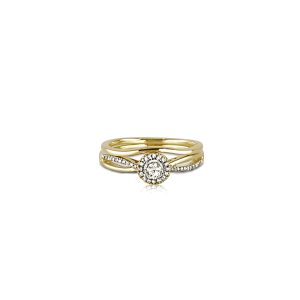 9ct Yellow Gold Claw Set Diamond Ring