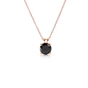 9ct Rose Gold Claw Set Solitaire Black Diamond Pendant