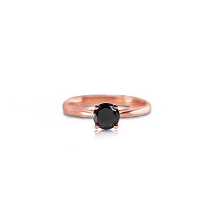 9ct Rose Gold Claw Set Solitaire Black Diamond Ring
