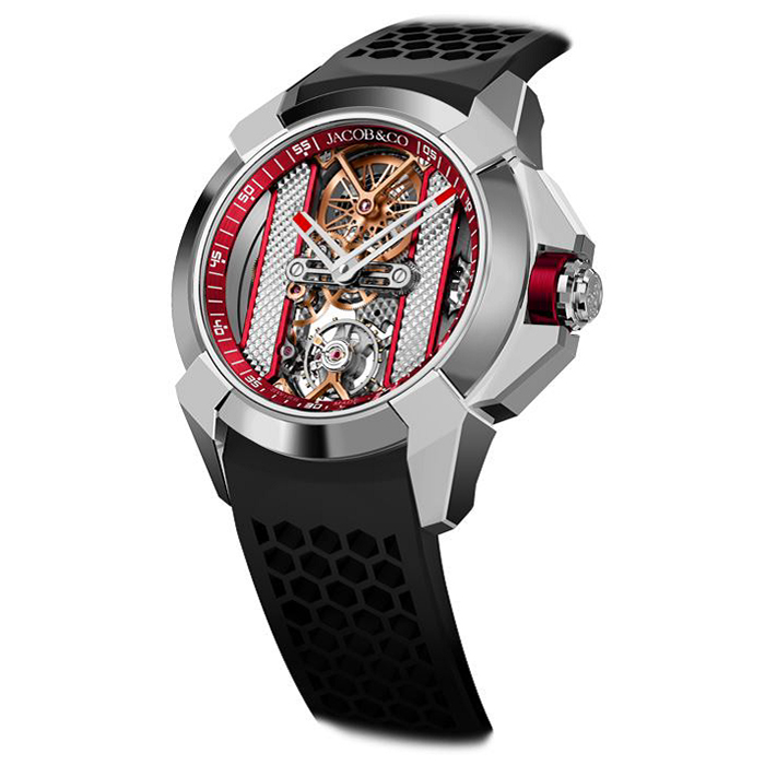 Jacob & Co Epic X Red Inner Ring Skeleton Stainless Steel Watch ...