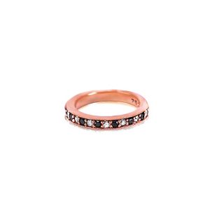 18ct Rose Gold Channel Set Black & White Diamond Milgrain Eternity Band