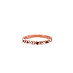 18ct Rose Gold Channel Set Black Diamond Vintage Milgrain Eternity Band