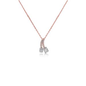 18ct White & Rose Gold Claw Set Split Design Diamond Necklace