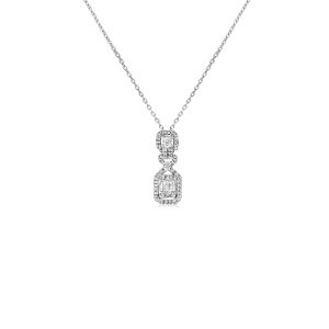 18ct White Gold Claw Set Selene Diamond Drop Pendant