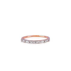 18ct Rose Gold Claw Set Baguette & Round Diamond Selene Eternity Ring