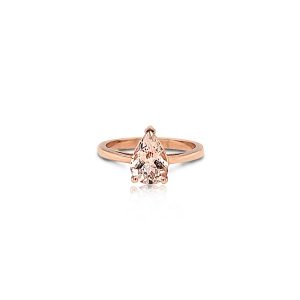 9ct Rose Gold Claw Set Pear Morganite Solitaire Ring