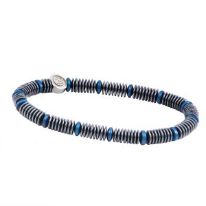 Zeades Turanor Black And Blue Stainless Steal Beaded Bracelet