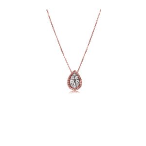 9ct Rose Gold Claw Set Cluster Pear Shape Diamond Pendant